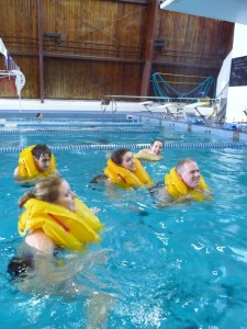 Students of AFAA head to Centennial Pool for a lesson in hypothermic huddle groups. Photo by Katrina Pyne.